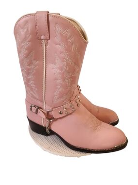 EUC DURANGO PINK LEATHER REMOVABLE HARNESS WOMEN WESTERN COWGIRL BOOTS SZ 5.5D